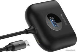 Хаб Baseus CAHUB-AY01 Square Round 4 in 1 USB HUB Adapter USB3.0 to 1xUSB3.0 + 3xUSB2.0 с кабелем 1m Black