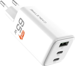 Зарядное устройство CABLETIME GA65W (CT-GAN65-PW) GaN PD3.0 2C1A 65 Вт, белый