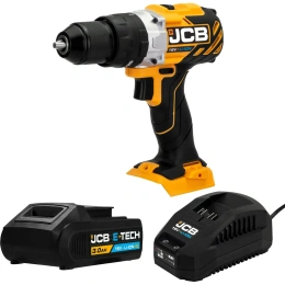 Дрель-шуруповерт JCB аккумуляторная -18CD-B-E 18V, max 45Nm в комплекте с зарядным устройством -18VFC-E 2.4A и батареей аккум -20LI-E 2.0AH JCB-18CD-2XB-E 57236