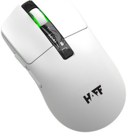 Мышь HAFF NovaPulse (MS-GM200WR) (беспроводная: радио+BT+USB, 6 клавиш, RGB-подсветка, сенсор PixArt PAW3311, DPI: 12000, аккумулятор 400mAh, кабель 1.6 м плетеный TypeC, 78gr, цвет: черный/серый)