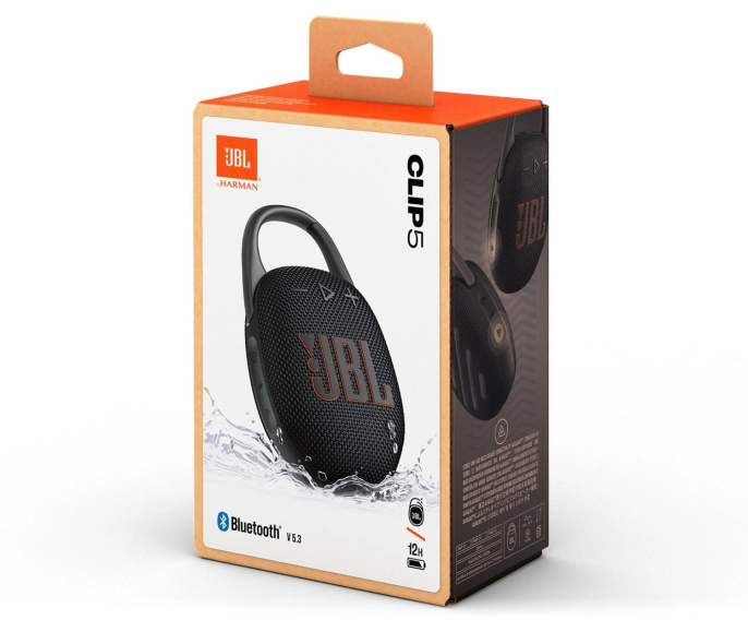 Колонка порт. JBL Clip 5 черный 7W 1.0 BT 10м 1400mAh (15074899)