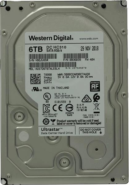 Жесткий диск Western Digital Ultrastar DC HС310 HDD 3.5" SATA 6TB, 7200 rpm, 256MB buffer, 512e, 0B36039, 1 year