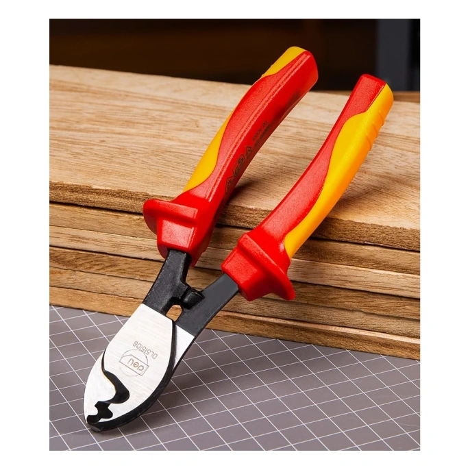 Диэлектрический кабелерез DELI dl515106 160мм сертификат vde до 1000в, сталь cr-v, рукоять pp+tpr 110631