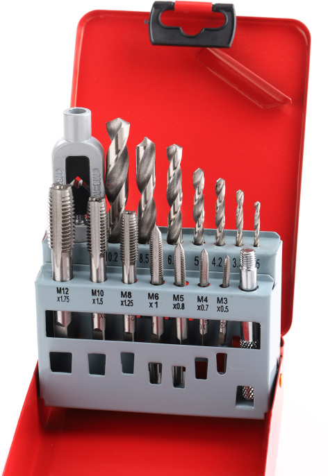 Набор для нарезания резьбы P.I.T. ASET09-015A 15 предметов метчики, сверла, держатели