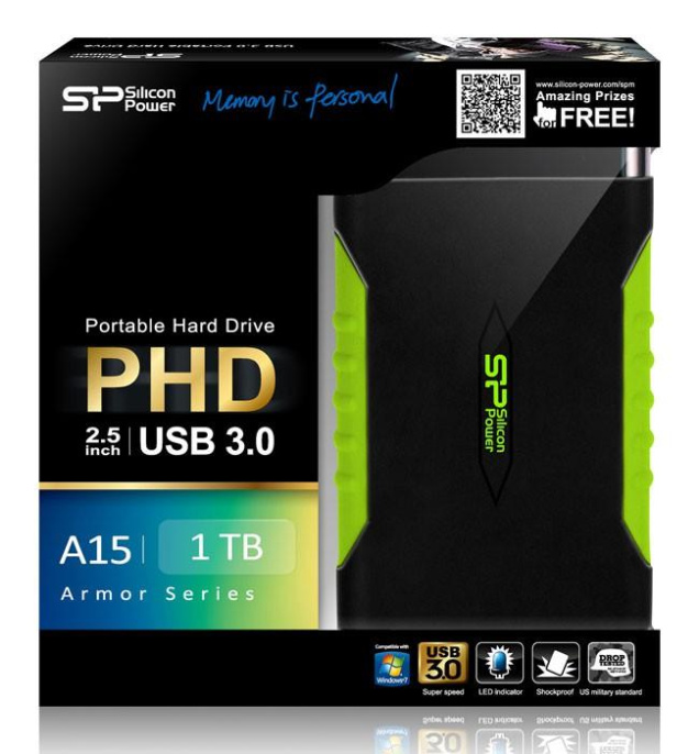 1ТБ Внешний диск HDD Silicon Power Armor A15, USB 3.0, черный [sp010tbphda15s3k]