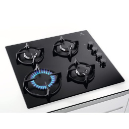 Встраиваемые газовые панели ELECTROLUX/ Газовая варочная поверхность, газ на стекле, 4 индивидуальных чугунных держателя, газконтроль варочной поверхности, интегрированный автоподжиг варочной поверхности, боковое управление