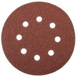 Круг шлифовальный универсальный STAYER "MASTER" из абразивной бумаги на велкро основе, 8 отверстий, Р60, 125мм, 5шт [35452-125-060]