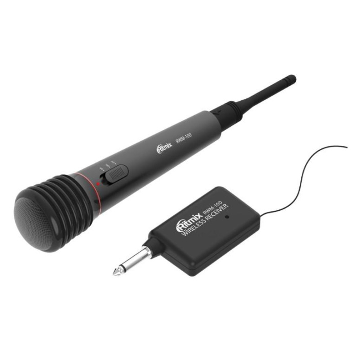Микрофон RITMIX RWM-100 black {100 Гц - 10000 Гц, 600 Ом, -72 Дб, 85 дБ, КНИ - 0,2%, максимальная девиация: ± 30 КГц, переключатель вкл./выкл., 3 pin XLR - Jack 6.3 mm, 3 м, питание микрофона: 1,5 В} 15115779