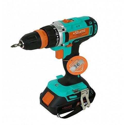 Sturm! CD3618T Дрель аккумуляторная Sturm! 18 В, 1BatterySystem, 2 акк. 2,0Ач,съемный патрон, кейс [CD3618T]