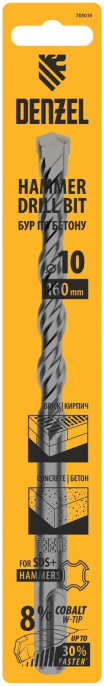 Бур DENZEL 705016,  по бетону,  10мм,  SDS Plus,  1шт