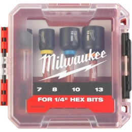 Насадки магнитные торцевые SHOCKWAVE 1/4"HEX, набор 4 шт, 7/8/10/13 мм GEN II Milwaukee 4932492445