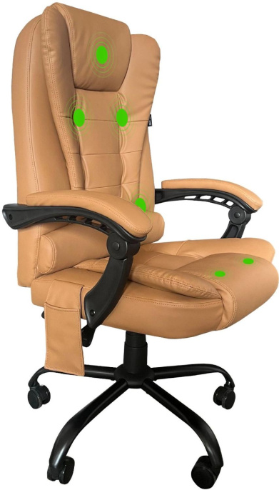 Кресло Cactus CS-CHR-OC05M-BR с вибромассажем, экокожа, до 120кг, темно-коричневый