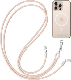 Зарядный кабель - ремень через плечо Satechi OntheGo Crossbody Lanyard Cable 60W. Длина: 1.5м. Цвет: пыльно-розовый (ST-LOTGLR)