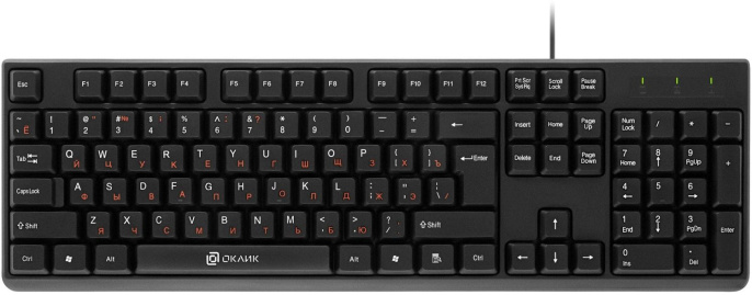 Клавиатура Oklick 100M HW3, USB, мембранная, черный [654570]