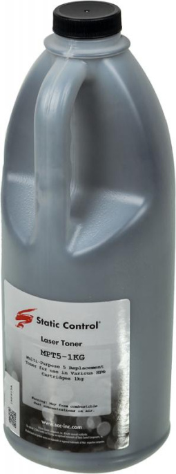 Тонер STATIC CONTROL MPT5-1KG, для HP LJ1200/4100/5000, черный, 1000грамм, флакон