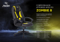 Кресло игровое ZOMBIE 8, экокожа, до 120кг, черный/красный