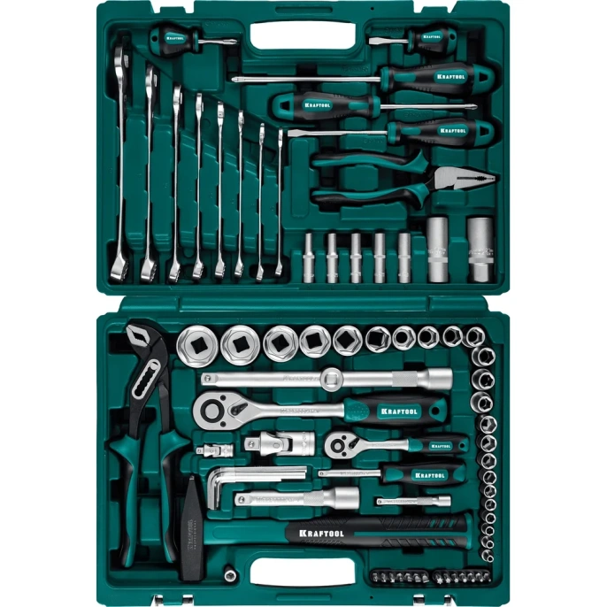 Универсальный набор инструмента KRAFTOOL Extrem-76 76 предм., (1/2"+3/8"+1/4") 27889-H76