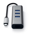 USB-хаб Satechi Type-C 2-in-1 USB 3.0 Aluminum 3 Port Hub and Ethernet Port. Интерфейс Type-C. Цвет серый космос.