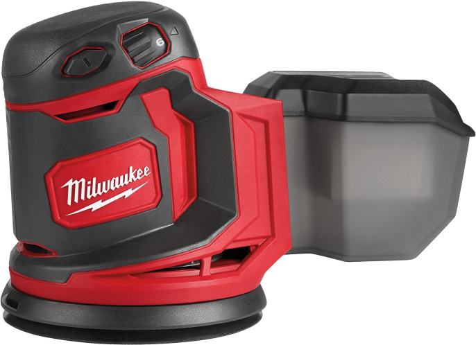 Эксцентриковая шлифмашина Milwaukee M18 BOS125-502B (4933464229) (14000-24000 колебаний/мин, питание: аккумулятор (18 В), частота вращения: от 7000 до 12000 об/мин, диаметр диска: 125 мм, защита от перегрузки, индикация уровня заряда, аккумулятор в компле
