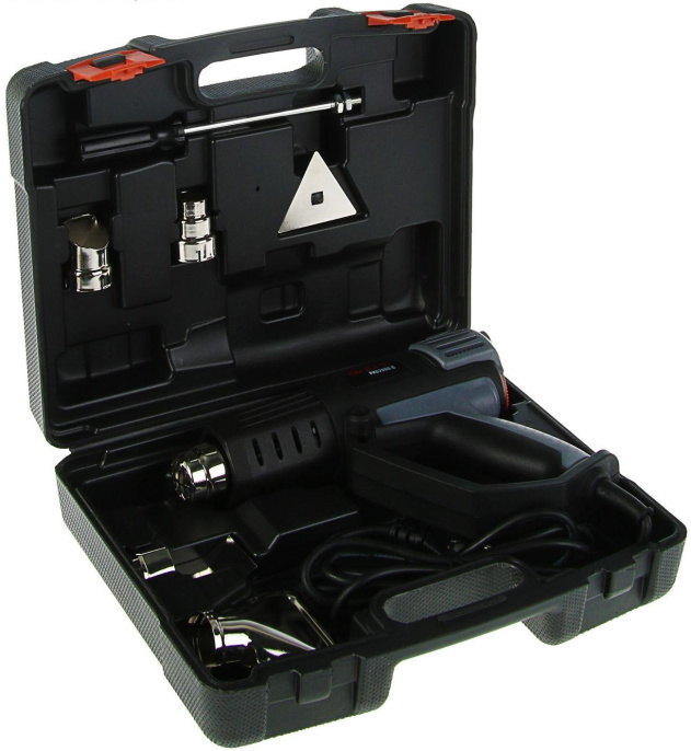 Промышленный фен P.I.T. PHG2000-C электрический, 2000Вт, 50-600°С, 300-500 л/мин, 3 скор, кейс