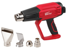 Технический фен WORTEX HG 6222 в кор. + набор сопл 2000 Вт, 3 скор., 90-600 °С HG622200011