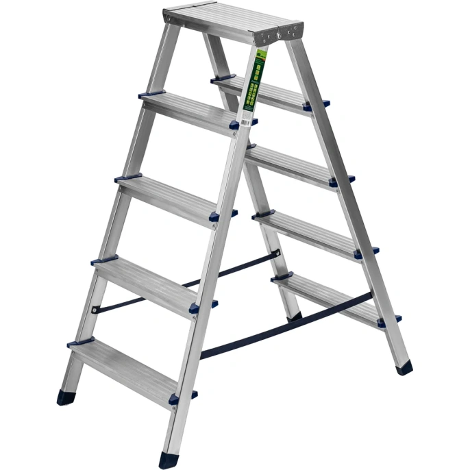 Алюминиевая двусторонняя стремянка СИБРТЕХ 5 ступеней 97925