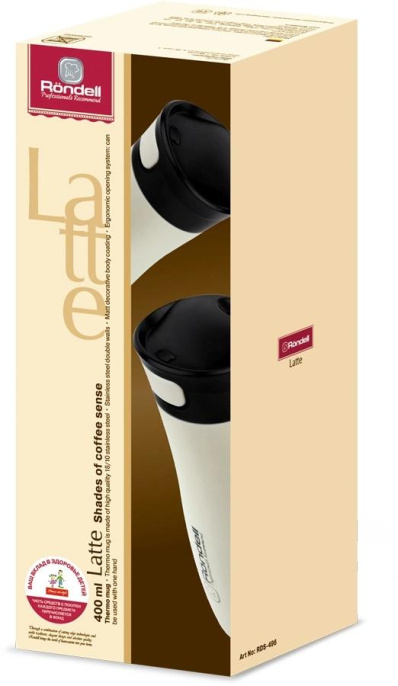Термокружка для напитков Rondell Latte RDS-496 0.4л. бежевый картонная коробка