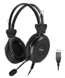 Наушники накладные с микрофоном A4TECH HU-30 черный (проводные, кабель 2м, USB) (HU-30)