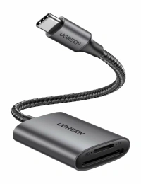 Кардридер UGREEN CM401 80888 USB-C to SD/TF Memory Card Reader Alu Case. Цвет: серый