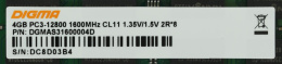 Оперативная память Digma DGMAS31600004D DDR3 - 1x 4ГБ 1600МГц, для ноутбуков SO-DIMM , Ret