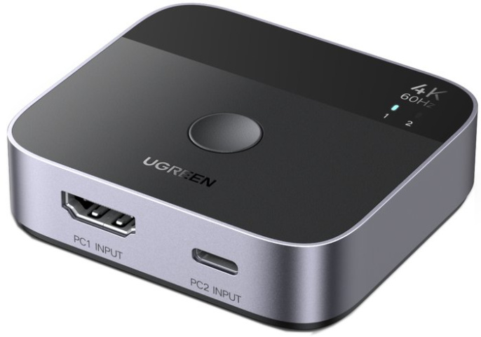 Переключатель UGREEN AW503 55452 USB-C+HDMI Switch 2 In 1 Out Up to 4K@60Hz. Цвет: черный (55452_)