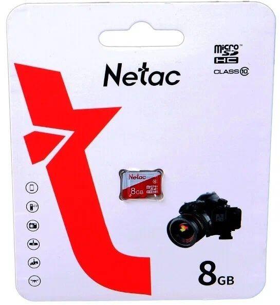 Карта памяти microSDHC UHS-I U1 NETAC P500 Eco 8 ГБ, 90 МБ/с, Class 10, NT02P500ECO-008G-S,  1 шт., без адаптера