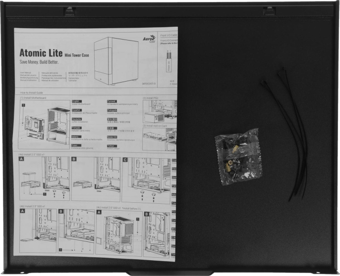 Корпус mATX Aerocool Atomic Lite-G-BK-v2, Mini-Tower, без БП, черный [accs-pv33123.11]