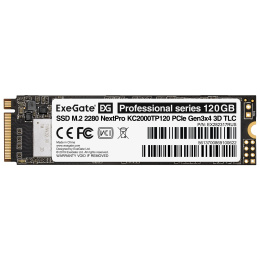Накопитель SSD M.2 2280 PCIe 120GB ExeGate NextPro KC2000TP120 (PCIe Gen3x4, NVMe, 22x80mm, 3D TLC) EX282317RUS