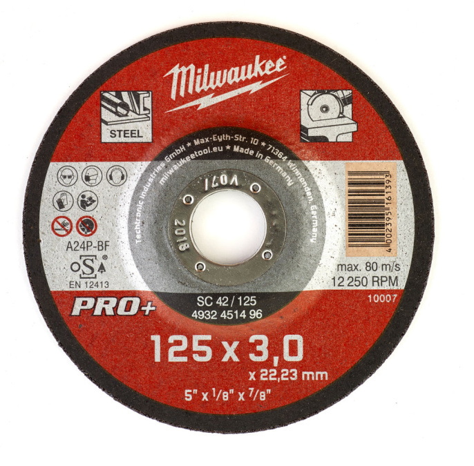 Диск отрезной Milwaukee PRO+ SCS42 125x3 4932451496 по металлу, внутренний диаметр диска: 22.2мм
