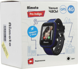 Смарт-часы Кнопка Жизни Aimoto Pro Indigo 4G, 1.44", черный/синий/черный/синий [9500102]