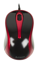 Мышь A4Tech V-Track Padless N-360 красный/черный оптическая 1200dpi USB 3but N-360-2
