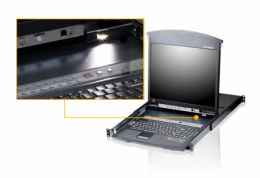 KVM консоль ATEN 8P CAT-5 HIGH DENSITY DUAL RAIL LCD KVM. KL1508AM-AXA-RG