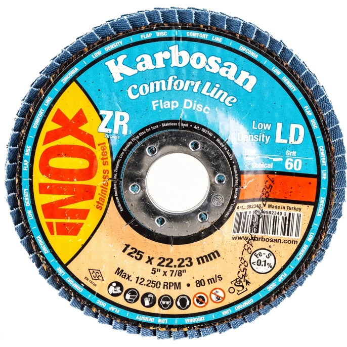 Диск лепестковый Inox 125х22 мм; Р60 Karbosan KAR-982340 (&KAR-982340)