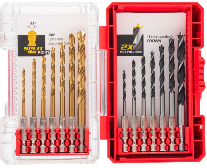 Набор сверл P.I.T. ASET05-0014 по металлу и дереву, 14 шт, хвостовик HEX 1/4"/6.35 мм