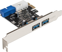 Контроллер ExeGate EXE-342 PCI-E x1 v2.0, 2*USB3.0 ext.+ 1*19pin int. внутренние коннекторы для подключения 2*USB3.0 портов на корпусе , разъем доп.питания, VIA Labs Chipset VL805 EX296209RUS
