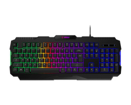 Клавиатура проводная Keyboard MSI FORGE GK100, Wired, RGB lighting, Anti-ghosting Capability, Black S11-04RU252-HH9