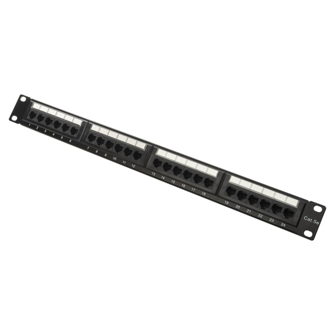 Патч-панель 19" NEOMAX [NM-PP-1U24P-UC5E-D-101-BK] 1U, 24 порта, кат.5E, UTP, Dual IDC, цвет черный