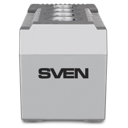 SVEN Стабилизатор VR-F1000 ≤320Вт, Вх.184-285V,4 × CEE7/4 2*AVR, 2*сетевой фильтр серебро SV-018818