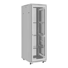 Шкаф телекоммуникационный 19" напольный 42U ExeGate EC-FS-42U.600.800.G.V.GREY (19”, 42U, 600x800x2054mm (ШхГхВ), передняя дверь закаленное стекло, задняя перфорированная дверь, съемные боковые панели, пыле- и влагозащита IP20, (EX300276RUS)