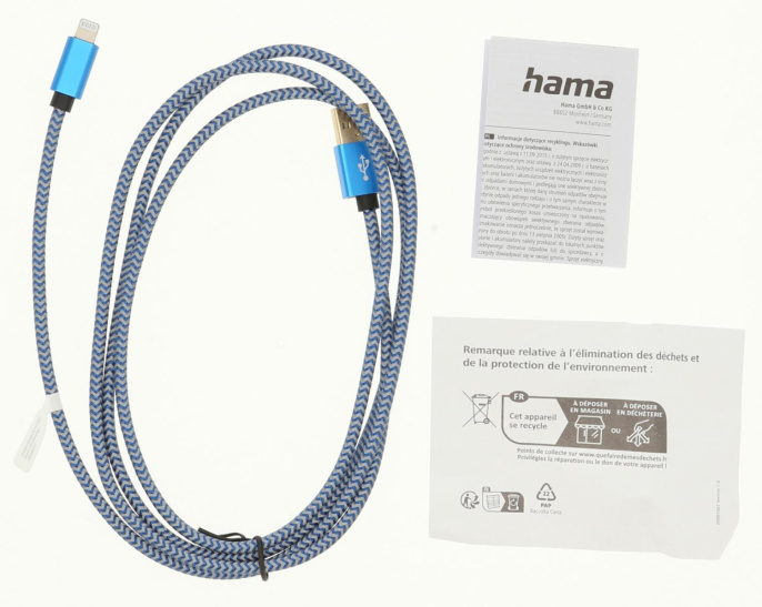 Кабель Hama H-201553 00201553 USB m -Lightning m 1.5м синий