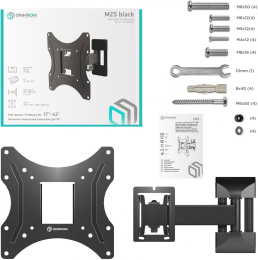 Кронштейн для телевизора ONKRON M2S, 17-43", настенный, поворот и наклон,  черный