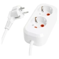 Двухместный удлинитель STEKKER hm06-21-02 с заземлением, 3x1мм2, 2м, серия home (у10-001), белый, 49339