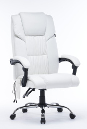 Кресло Cactus с вибромассажем CS-CHR-OC02M-WT, экокожа, до 120кг, белый