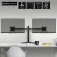 Кронштейн для двух мониторов 13"-32" настольный ExeGate EDM2-3210-11D EX297364RUS (VESA 75x75, 100x100, макс.нагрузка 2х10 кг, наклон -90°/+90°, поворот -90°/+90°, регулировка по высоте, цвет черный)